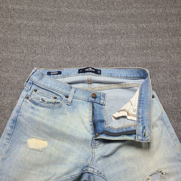 Hollister Mens Jeans 29x30 Blue Slim Straight Epic Flex Distressed Denim Pants - Picture 4 of 10